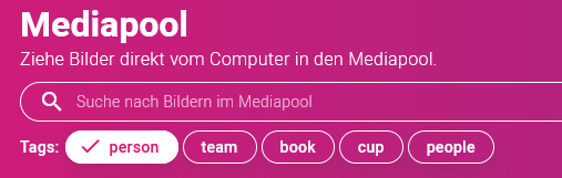 Kubuni Mediapool Suche mit Tags